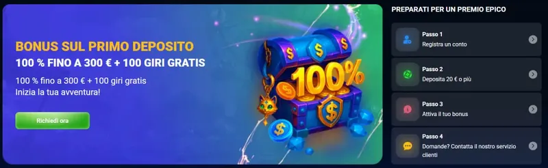 Bonus sul primo deposito sul sito web del casinò online AzurSlot