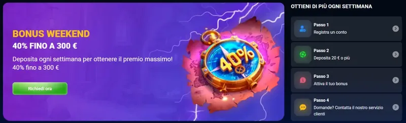 Bonus del weekend sul sito web del casinò online AzurSlot