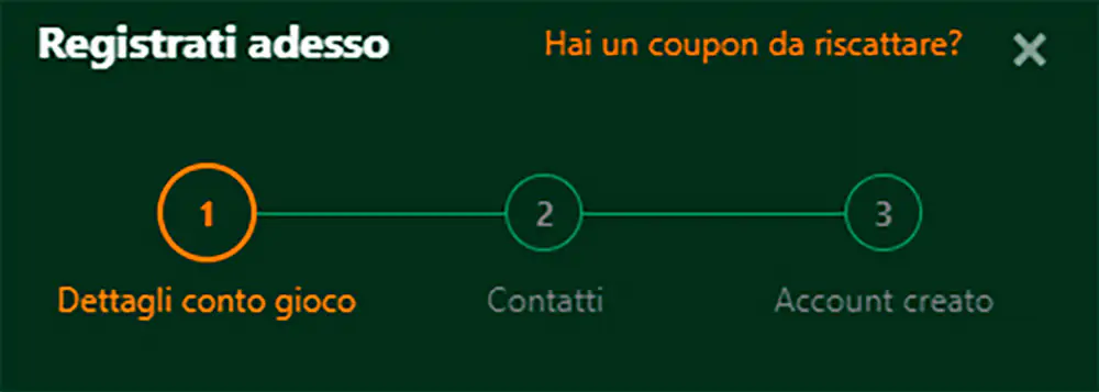 Registrazione al casinò Cashalot