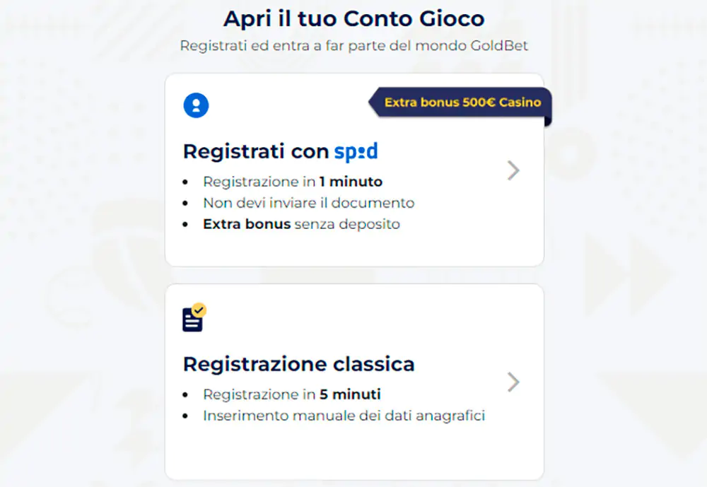 Goldbet Casino Registrazione