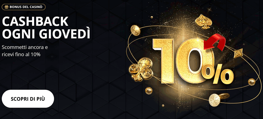 Cashback settimanale Lex casino - recupera parte delle tue perdite