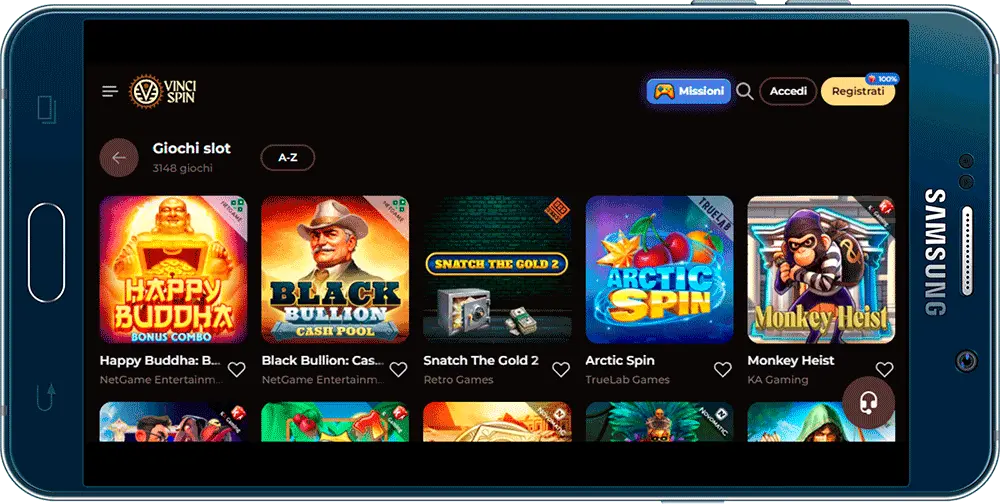 Casinò Vincispin su mobile