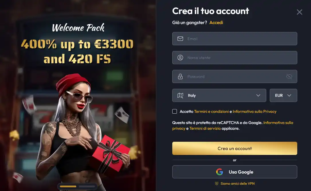Gangsta Casino Registrazione